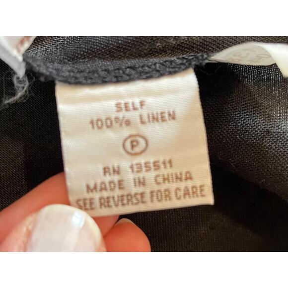 Night Studio Black Linen Floral Embroidered 3/4 Sleeve Blazer, Size 18 - Picture 8 of 13